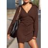 imagePRETTYGARDEN Sweater Dresses for Women 2025 Trendy Long Sleeve Button Down Short Mini Fall Winter DressCoffee