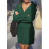 imagePRETTYGARDEN Sweater Dresses for Women 2025 Trendy Long Sleeve Button Down Short Mini Fall Winter DressDark Green