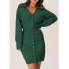 imagePRETTYGARDEN Sweater Dresses for Women 2025 Trendy Long Sleeve Button Down Short Mini Fall Winter DressDark Green