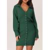 imagePRETTYGARDEN Sweater Dresses for Women 2025 Trendy Long Sleeve Button Down Short Mini Fall Winter DressDark Green