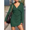 imagePRETTYGARDEN Sweater Dresses for Women 2025 Trendy Long Sleeve Button Down Short Mini Fall Winter DressDark Green