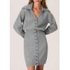 imagePRETTYGARDEN Sweater Dresses for Women 2025 Trendy Long Sleeve Button Down Short Mini Fall Winter DressGrey