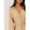 imagePRETTYGARDEN Sweater Dresses for Women 2025 Trendy Long Sleeve Button Down Short Mini Fall Winter DressKhaki