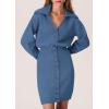imagePRETTYGARDEN Sweater Dresses for Women 2025 Trendy Long Sleeve Button Down Short Mini Fall Winter DressMist Blue