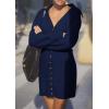 imagePRETTYGARDEN Sweater Dresses for Women 2025 Trendy Long Sleeve Button Down Short Mini Fall Winter DressNavy