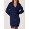 imagePRETTYGARDEN Sweater Dresses for Women 2025 Trendy Long Sleeve Button Down Short Mini Fall Winter DressNavy