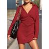 imagePRETTYGARDEN Sweater Dresses for Women 2025 Trendy Long Sleeve Button Down Short Mini Fall Winter DressRed