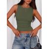 imagePRETTYGARDEN Women Going Out Tops Summer Clothes 2025 Trendy Split Hem Ruched Sleeveless Shirt Cute Y2K Tank TopArmy Green