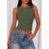 imagePRETTYGARDEN Women Going Out Tops Summer Clothes 2025 Trendy Split Hem Ruched Sleeveless Shirt Cute Y2K Tank TopArmy Green