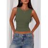 imagePRETTYGARDEN Women Going Out Tops Summer Clothes 2025 Trendy Split Hem Ruched Sleeveless Shirt Cute Y2K Tank TopArmy Green