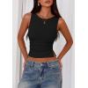 imagePRETTYGARDEN Women Going Out Tops Summer Clothes 2025 Trendy Split Hem Ruched Sleeveless Shirt Cute Y2K Tank TopBlack