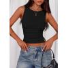 imagePRETTYGARDEN Women Going Out Tops Summer Clothes 2025 Trendy Split Hem Ruched Sleeveless Shirt Cute Y2K Tank TopBlack