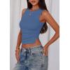 imagePRETTYGARDEN Women Going Out Tops Summer Clothes 2025 Trendy Split Hem Ruched Sleeveless Shirt Cute Y2K Tank TopBlue