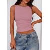 imagePRETTYGARDEN Women Going Out Tops Summer Clothes 2025 Trendy Split Hem Ruched Sleeveless Shirt Cute Y2K Tank TopGrey Pink