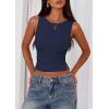 imagePRETTYGARDEN Women Going Out Tops Summer Clothes 2025 Trendy Split Hem Ruched Sleeveless Shirt Cute Y2K Tank TopNavy