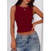 imagePRETTYGARDEN Women Going Out Tops Summer Clothes 2025 Trendy Split Hem Ruched Sleeveless Shirt Cute Y2K Tank TopWine Red