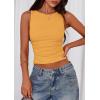 imagePRETTYGARDEN Women Going Out Tops Summer Clothes 2025 Trendy Split Hem Ruched Sleeveless Shirt Cute Y2K Tank TopYellow
