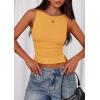 imagePRETTYGARDEN Women Going Out Tops Summer Clothes 2025 Trendy Split Hem Ruched Sleeveless Shirt Cute Y2K Tank TopYellow