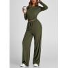 imagePRETTYGARDEN Womens 2 Piece Outfits Fall Tracksuits Long Sleeve Crop Tops Wide Leg Pants Spring Matching Lounge Travel SetsArmy Green