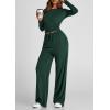 imagePRETTYGARDEN Womens 2 Piece Outfits Fall Tracksuits Long Sleeve Crop Tops Wide Leg Pants Spring Matching Lounge Travel SetsDark Green