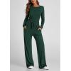 imagePRETTYGARDEN Womens 2 Piece Outfits Fall Tracksuits Long Sleeve Crop Tops Wide Leg Pants Spring Matching Lounge Travel SetsDark Green