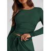 imagePRETTYGARDEN Womens 2 Piece Outfits Fall Tracksuits Long Sleeve Crop Tops Wide Leg Pants Spring Matching Lounge Travel SetsDark Green