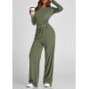 imagePRETTYGARDEN Womens 2 Piece Outfits Fall Tracksuits Long Sleeve Crop Tops Wide Leg Pants Spring Matching Lounge Travel SetsLight Army Green