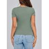 imagePRETTYGARDEN Womens 2025 Fall Summer Short Sleeve Tops Ribbed Henley Button Slim Fit Basic Casual T Shirts Blouse ClothingLight Green