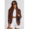 imagePRETTYGARDEN Womens 2025 Spring Fall Fashion Full Zip Up Sweatshirt Long Sleeve Loose Fit Trendy Casual Jacket with PocketsBrown