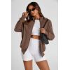imagePRETTYGARDEN Womens 2025 Spring Fall Fashion Full Zip Up Sweatshirt Long Sleeve Loose Fit Trendy Casual Jacket with PocketsCoffee