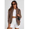 imagePRETTYGARDEN Womens 2025 Spring Fall Fashion Full Zip Up Sweatshirt Long Sleeve Loose Fit Trendy Casual Jacket with PocketsCoffee