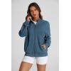 imagePRETTYGARDEN Womens 2025 Spring Fall Fashion Full Zip Up Sweatshirt Long Sleeve Loose Fit Trendy Casual Jacket with PocketsDark Blue