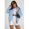 imagePRETTYGARDEN Womens 2025 Spring Fall Fashion Full Zip Up Sweatshirt Long Sleeve Loose Fit Trendy Casual Jacket with PocketsLight Blue