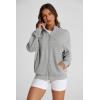 imagePRETTYGARDEN Womens 2025 Spring Fall Fashion Full Zip Up Sweatshirt Long Sleeve Loose Fit Trendy Casual Jacket with PocketsLight Grey