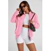 imagePRETTYGARDEN Womens 2025 Spring Fall Fashion Full Zip Up Sweatshirt Long Sleeve Loose Fit Trendy Casual Jacket with PocketsPink