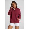 imagePRETTYGARDEN Womens 2025 Spring Fall Fashion Full Zip Up Sweatshirt Long Sleeve Loose Fit Trendy Casual Jacket with PocketsWine Red