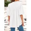 imagePRETTYGARDEN Womens 2025 Summer Short Lantern Sleeve Tops Loose Fit Button Down Shirt Pleated V Neck Blouses Trendy ClothesWhite