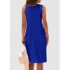 imagePRETTYGARDEN Womens 2025 Summer Sleeveless Mini Dress Crewneck Loose Tank A Line Pleated Swing Flowy Party DressesBlue