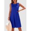 imagePRETTYGARDEN Womens 2025 Summer Sleeveless Mini Dress Crewneck Loose Tank A Line Pleated Swing Flowy Party DressesBlue