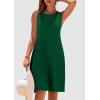 imagePRETTYGARDEN Womens 2025 Summer Sleeveless Mini Dress Crewneck Loose Tank A Line Pleated Swing Flowy Party DressesGreen