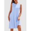 imagePRETTYGARDEN Womens 2025 Summer Sleeveless Mini Dress Crewneck Loose Tank A Line Pleated Swing Flowy Party DressesLight Blue