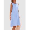 imagePRETTYGARDEN Womens 2025 Summer Sleeveless Mini Dress Crewneck Loose Tank A Line Pleated Swing Flowy Party DressesLight Blue