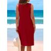 imagePRETTYGARDEN Womens 2025 Summer Sleeveless Mini Dress Crewneck Loose Tank A Line Pleated Swing Flowy Party DressesRed
