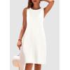imagePRETTYGARDEN Womens 2025 Summer Sleeveless Mini Dress Crewneck Loose Tank A Line Pleated Swing Flowy Party DressesWhite