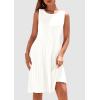 imagePRETTYGARDEN Womens 2025 Summer Sleeveless Mini Dress Crewneck Loose Tank A Line Pleated Swing Flowy Party DressesWhite