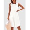 imagePRETTYGARDEN Womens 2025 Summer Sleeveless Mini Dress Crewneck Loose Tank A Line Pleated Swing Flowy Party DressesWhite