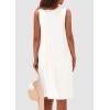 imagePRETTYGARDEN Womens 2025 Summer Sleeveless Mini Dress Crewneck Loose Tank A Line Pleated Swing Flowy Party DressesWhite