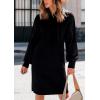 imagePRETTYGARDEN Womens Fall Sweater Dress Casual Long Sleeve Chunky Knit Pullover Oversized Hoodie Tunic Sweaters Winter ClothesBlack