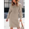 imagePRETTYGARDEN Womens Fall Sweater Dress Casual Long Sleeve Chunky Knit Pullover Oversized Hoodie Tunic Sweaters Winter ClothesKhaki