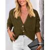 imagePRETTYGARDEN Womens Knit Cardigan Sweaters Casual Long Sleeve Open Front Button Up Ribbed Fall Spring Sweater JacketsArmy Green